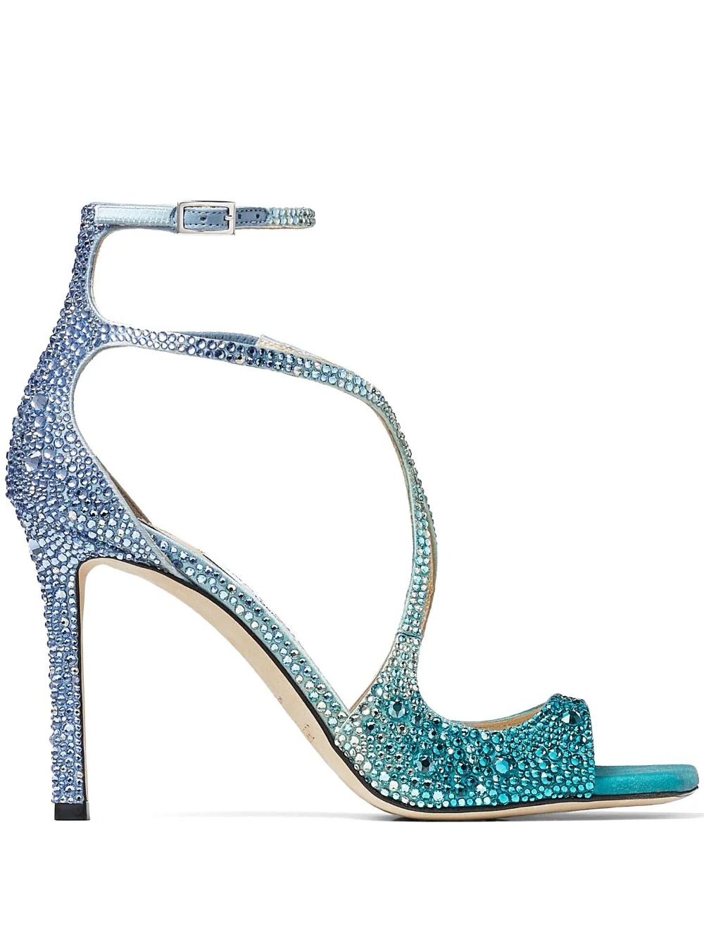 Azia 95 Sandal In Blue Peacock With Crystals JIMMY CHOO Russocapri